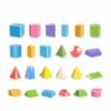 Fxzqgnh 24 Pieces Geometry Teaching Model Kit Brightly Colored Geometric Shapes with Storage Box Educational Geometry Manipulatives for Tutors