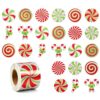 FYSUIMU 500 Pcs Christmas Candy Cane Stickers, Holographic, 1.5 Inch