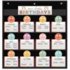 FYSUIMU Birthday Pocket Chart Boho Smile Face Month Cards Colorful Birthday Chart Calendars for Classroom Bulletin Board Chalkboard Wall Display