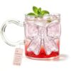 FZHYSTV Pink Bow Glass Mug 350ml Cute 3D Glass Coffee Cup with Handle