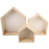 Gadpiparty 3pcs Wood House Shaped Wall-Mounted Storage Rack Floating Shelves with Strong Bearing for Home Decorative Display and Placing Sundries