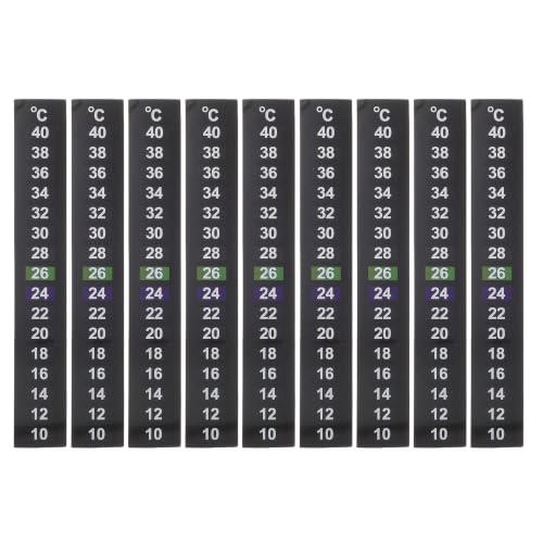 Gadpiparty 9pcs Fish Tank Thermometer Strips with Liquid Crystal for Accurate Temperature Monitoring, Self-Adhesive and Waterproof Design, Quick Response for Indoor Aquariums and Turtle Tanks
