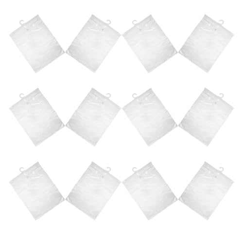 Gadpiparty Hanging Storage Bags Pvc Plastic Organizer Bags with Hooks 12pcs with Sturdy Hook Design and Flat Structure, Reusable Storage Pouches for Headphone and Book Organization on Doors
