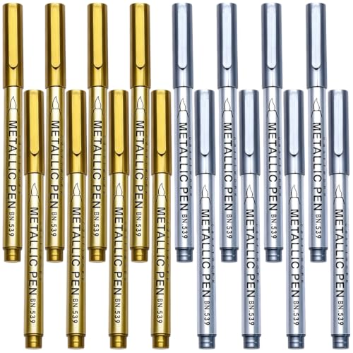 Gadpiparty Silver Metallic Markers Versatile for Multiple Surfaces 20pcs Fine Precision Paint Pens with Plastic Body for Card Making and Signing Books for Scrapbooking and Autograph Use