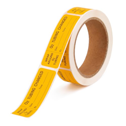 Gaillty 220 Pcs Oxygen Tubing Changed Labels - 3 x 1 Inches Oxygen Treatment Sticker Medical Label Adhesive Fluorescent Orange for Hospitals Clinics Nursing Homes Rehabilitation Center