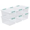 Gainhope 6 Pack 35 L Clear Plastic Storage Bin, Latch Storage Box with Lid
