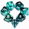 Galaxy Dice Set| Dark Green Mix Cyan Crystal DND Dice Set for Board Game