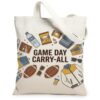 Game Day Football Sports Theme Minimalistic Canvas Tote Bag 13x15 Inch