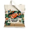Game Day Ready Football Quote Season Canvas Tote Bag 13x15 Inch
