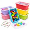 GAMENOTE 6 Quart Storage Bins with Lids, Plastic Latching Box for Classroom & Kids Toy Storage,Stackable Shoe Box Size Containers for STEM Morning Tubs, Crafts & Blocks (6, Macaron)