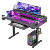 Gaming Standing Desk with Keyboard Tray,Monitor Stand, USB Charging Port