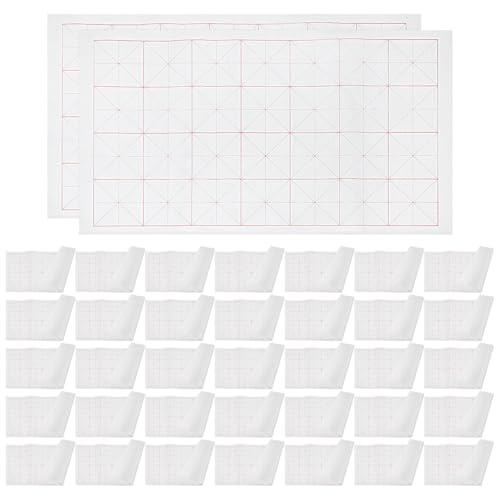 GANAZONO Semi-raw Xuan Paper Ink-Resistant Paper 100 Sheets for Calligraphy Practice with Blank Square Grids Designed for Beginners in Traditional Chinese Art and Personal Handwriting