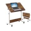 GAOMON Height Adjustable Rolling Standing Desk with Wheels,Brown, 80x40cm,