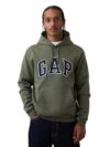 GAP Mens Heritage Logo Pullover Hoodie Tweed Green L