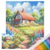 Garden Cottage 11CT Stamped 3 Strands Embroidery Canvas Set 40x50cm