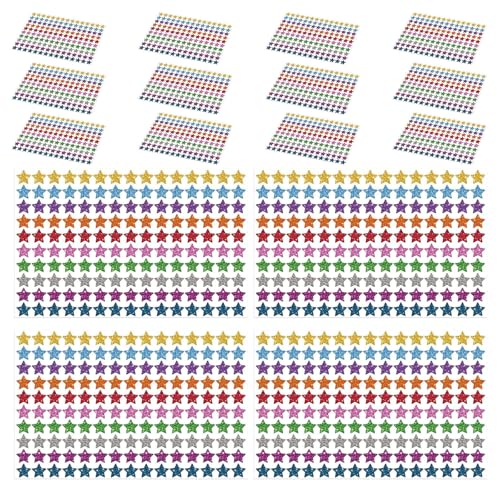 Garneck 20pcs Self-Adhesive Star Stickers for Reward Charts, Small Five-Pointed Paper Stars Glossy Finish, Bright and Colorful Variety, for Encouraging Student Participation and Rewarding