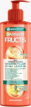 Garnier Fructis SOS Repair 10-in-1 Leave-In Hair Cream with Keratin Complex and Hair Care Ingredients for All Hair Types, Lightweight Conditioning Treatment for Smooth Looking Hair, 13.53 fl oz