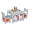 Garvee 4-in-1 Children's Wooden Table and Chair Set - Multifunctional with Reversible Table Top (Blackboard/Whiteboard), Bookcases, Drawers and 2 Chairs - Plenty of Storage Space for Creativity