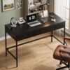 Garvee 47" Cold Rolled Steel Computer Desk with 3 Metal Drawers, Black