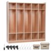 Garvee 5-Section Classroom Coat Locker with 10 Cubbies, Wheeled Daycare Cubbies with 5 Hooks & 2 Storage Boxes, Kindergarten Lockers for Home, School