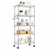 Garvee 5-Tier Steel Wire Storage Shelving w/Handle & Lockable Wheels