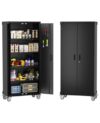 Garvee 72 in Tall Garage Storage Cabinet – 600 LB Capacity Metal Tool Cabinet with Magnetic Lock, 4 Adjustable Shelves & Wheels, Heavy-Duty Steel Storage for Workshop, Home & Office