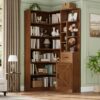 Garvee 74'' Tall Corner Bookshelf- 6-Tier Book Shelf with Drawer & Cabinet