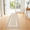 GarveeHome Checkered Area Rug 2x6, No Slip Washable Rug, Modern Bedroom Rug Under Bed Ultra Carpet, Low-Pile Rugs for Living Room Bedroom Dining Room, Brown