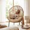 Garvee Outdoor Wicker Egg Chair with Extra-Soft Pillow and Thick Cushion