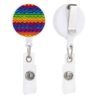 Gay Pride Rainbow Pattern Sturdy Badge Reel, ID Badge Holder Clip