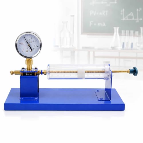 GCYXUC Boyle's Law Demonstrator, Volume and Pressure Experiment Demo Props, 2.5 ATM Gauge with Volume Scale and Transparent Air Chamber, Physics Teaching Apparatus for Classroom & University Labs