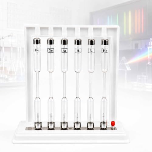 GCYXUC Spectrum Discharge Tube Set, He Ne Ar H2 N2 Hg Spectral Tubes, with Display Support, Emission Spectrum Physics Series, for Physics Chemistry Education and Classroom Lab Demonstration