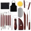 GDBIJFKF 17-piece Pottery Tool Set Stone Plastic Clay Carving DIY Scraper Apron Detail Needle