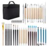 GDBIJFKF 45-piece Pottery Tool Set Clay Stone Sculpture Pill Stick Silicone Dot Drill Pen Detail Seven Needles