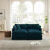Geelife 4-Piece Upholstered Sectional Sofa with Ottomans, Blue Chenille