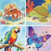 geesfayan 4 Pack Diamond Art Kit for Kids 6 Inch DIY Animal Gem Art with 4 Tools Sets, Gem Painting for Beginners, Creative Craft Gift for Teens & Kids (Sea Turtle Hermit Crab)