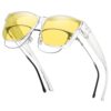 GEGURI Night Vision Glasses, Night Driving Fit Over Glasses Polarized Anti-Glare for Men & Women Yellow Lens