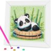 Gemozaic Diamond Art Kits for Kids with Frame, Panda Diamond Art for Kids Ages 4-6-8 for Gift Home Wall Decor (7x7inch)