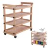 Generic Rolling Utility Cart for Art Supplies with Solid Beechwood Build