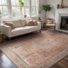 GENIMO 5x7 Non Slip Area Rug for Living Room,Washable Terracotta Brown