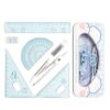 Geometry Set for School, 7 Piece Protractor Eraser Ruler with Metal Box