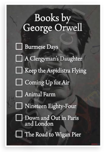 George Orwell Books Checklist Educational 12"x18" US Made Poster