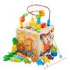 GerlWorld Wooden Activity Cube, 9-in-1 Montessori Toddler Toy for Ages 1+