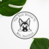 German Shepherd Peeking Dog Book Lover Stamp, Duo Hand Mount, 1-5/8 Round
