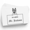 German Shepherd Peeking Ex Libris Book Stamp, Duo Hand Mount, 1-5/8 Square