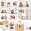 Gersoniel 150 Set Christmas Cards with Envelopes and Stickers Xmas Holiday Santa Claus Cards Bulk Reindeer Merry Christmas Gift for Xams Holiday Greetings School Activities Party Supplies