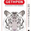 GETHPEN 6Pcs Black Acrylic Ink Pens Set,Gel Pen & Dual-Tip Acrylic Markers