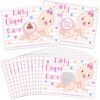 Geyee 60 Pieces Baby Shower Scratch off Game Funny Raffle Cards Baby Shower Party Games Decorations Cute Activity for Activity and Idea for Boy Girl(Pink)