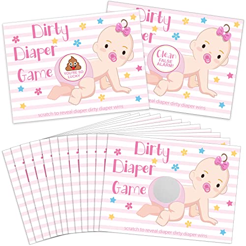 Geyee 60 Pieces Baby Shower Scratch off Game Funny Raffle Cards Baby Shower Party Games Decorations Cute Activity for Activity and Idea for Boy Girl(Pink)