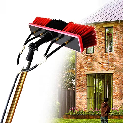 GFAZXDS Extendable Water Fed Window Cleaning Kit - Telescopic Pole & Brush for Solar Panel & Conservatory Roof Cleaning - Outdoor Window Cleaning Equipment,55cm Brush Head-4M/13FT